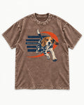 Beagle Born Curious Washed Tee in Coffee, flat lay product photo