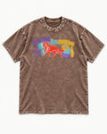 German Shepherd Dog In Its Proper Room Washed Tee in Coffee, flat lay product photo
