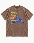 Package Stack Stable Enough German Shepherd Dog Washed Tee in Coffee, flat lay product photo