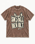 Chihuahua Small Revolt Broken Grid Graphic Washed Tee in Coffee, flat lay product photo