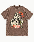 Shih Tzu Mini Muse Washed Tee in Coffee, flat lay product photo