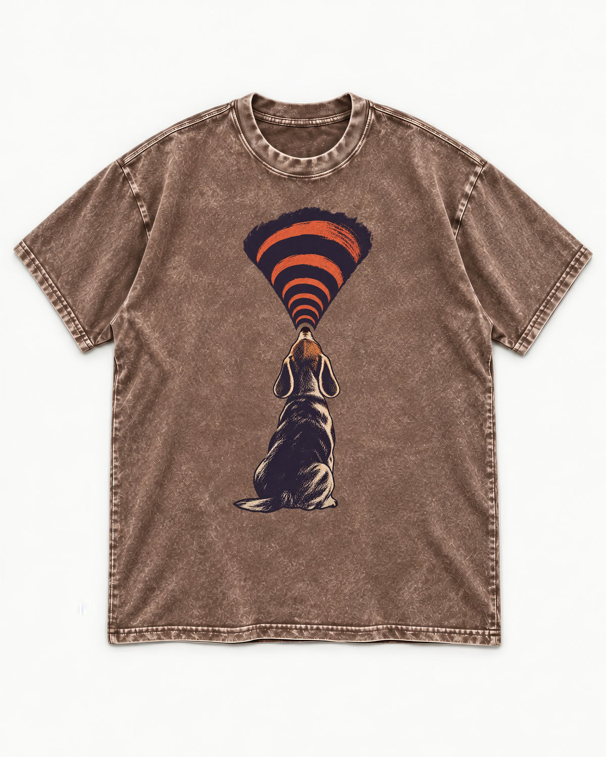 Beagle Broadcast Washed Tee in Coffee, flat lay product photo