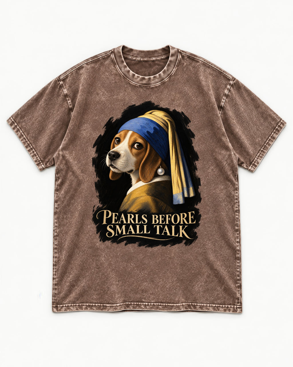 Beagle Paris Before Small Talk Washed Tee in Coffee, flat lay product photo