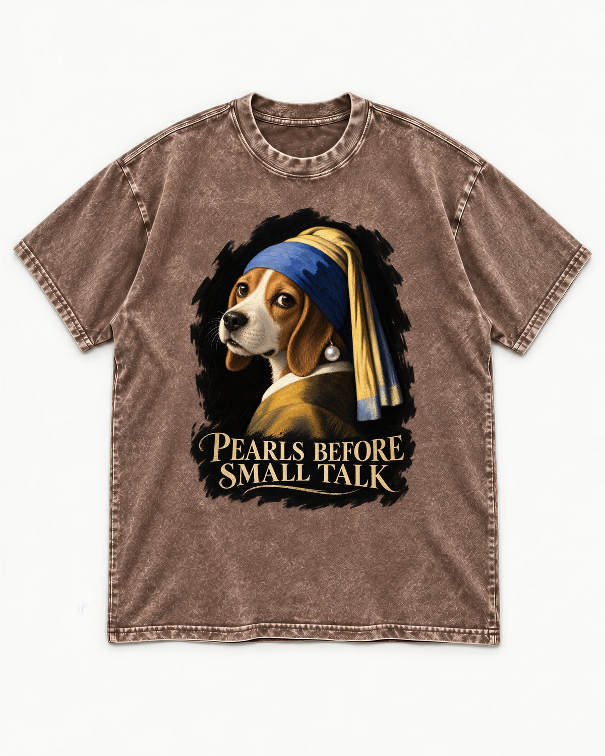 Beagle Paris Before Small Talk Washed Tee in Coffee, flat lay product photo