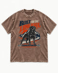 Built for the Long Haul Rottweiler Strength in Motion Washed Tee in Coffee, flat lay product photo