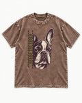 Frenchie Guard the Edge Washed Tee in Coffee, flat lay product photo