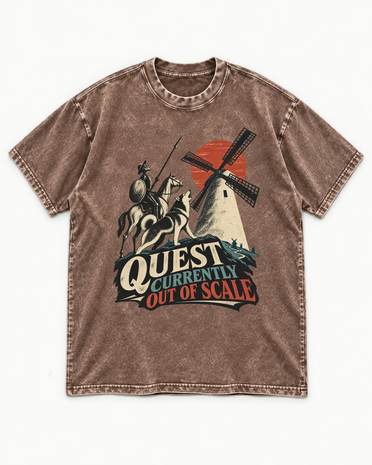 Husky Quest Out of Scale Washed Tee in Coffee, flat lay product photo