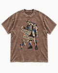 Yorkshire Terrier Assembled Without Instructions Washed Tee in Coffee, flat lay product photo