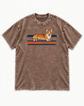 Mind the Little Corgi Gap Washed Tee in Coffee, flat lay product photo