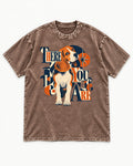 There You Are Beagle Washed Tee in Coffee, flat lay product photo
