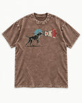 German Shorthaired Pointer Take the Long Look Washed Tee in Coffee, flat lay product photo