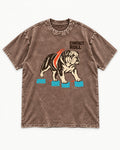 Contact Roll English Bulldog Washed Tee in Coffee, flat lay product photo