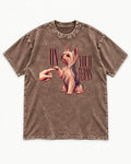 Yorkshire Terrier On Your Terms Washed Tee in Coffee, flat lay product photo