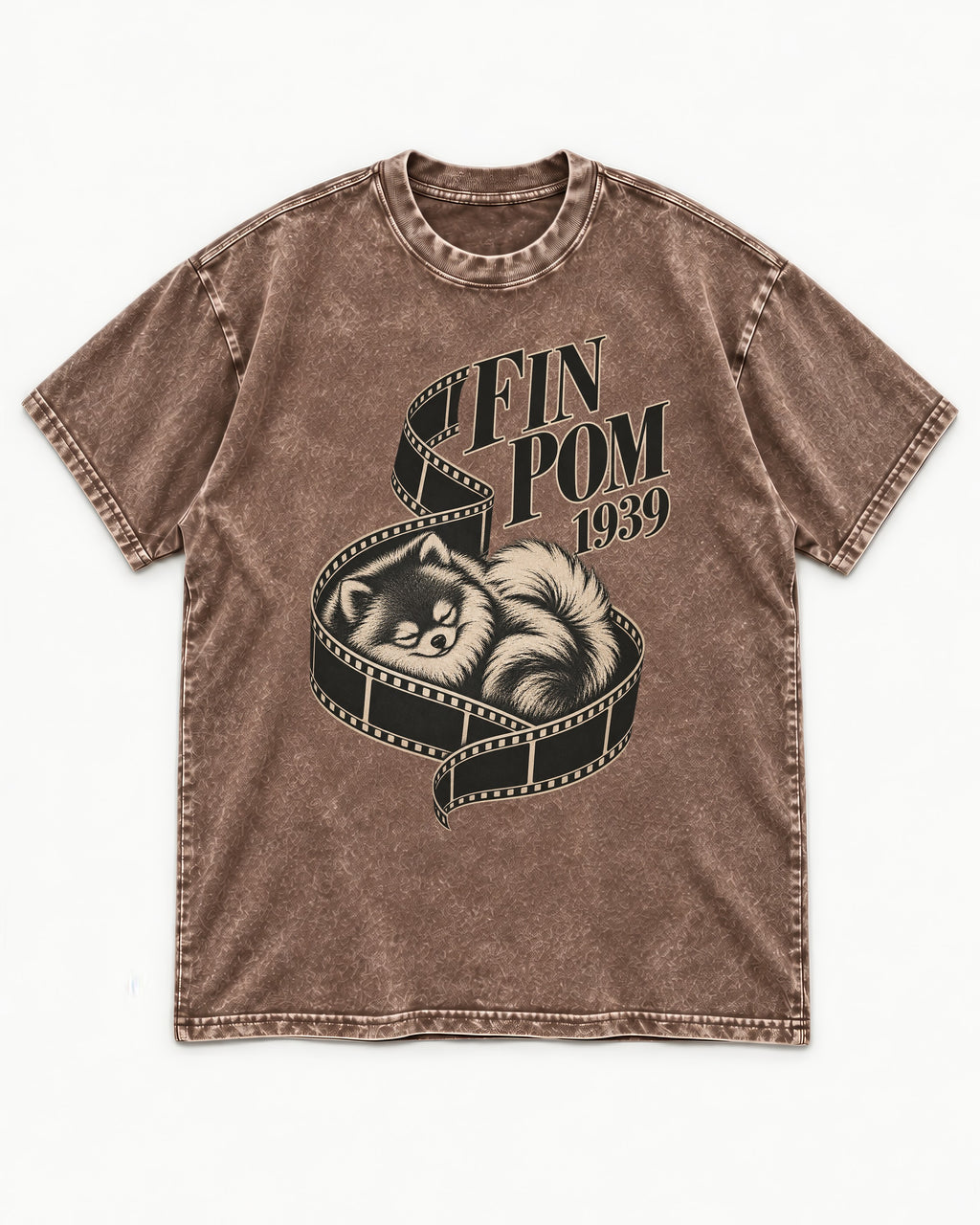 Fin Pomeranian Washed Tee in Coffee, flat lay product photo