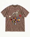 Pitbull Hold the Center Balance Mobile Graphic Washed Tee in Coffee, flat lay product photo