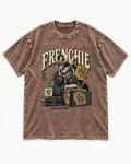 Frenchie Social Club Washed Tee in Coffee, flat lay product photo