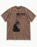 Silence Has Weight Frenchie Washed Tee in Coffee, flat lay product photo