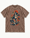 German Shepherd Dog Mean It Washed Tee in Coffee, flat lay product photo
