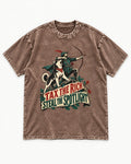 Husky Steals the Spotlight Washed Tee in Coffee, flat lay product photo