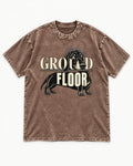 Ground Floor Dachshund Washed Tee in Coffee, flat lay product photo