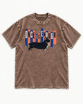 Corgi Once Is Enough Washed Tee in Coffee, flat lay product photo