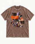 Turn Pressure Into Path German Shepherd Dog Washed Tee in Coffee, flat lay product photo