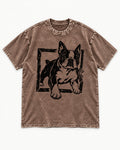 Boston Terrier Unstoppable Washed Tee in Coffee, flat lay product photo