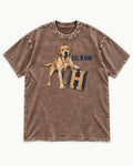 Labrador Retriever Still in Hand Washed Tee in Coffee, flat lay product photo