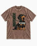 Independent Dachshund Washed Tee in Coffee, flat lay product photo