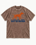 Skip the Obvious German Shorthaired Pointer Washed Tee in Coffee, flat lay product photo