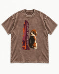 Leave By Coming Beagle Companion Washed Tee in Coffee, flat lay product photo