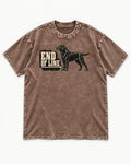 End of Line Labrador Retriever Washed Tee in Coffee, flat lay product photo