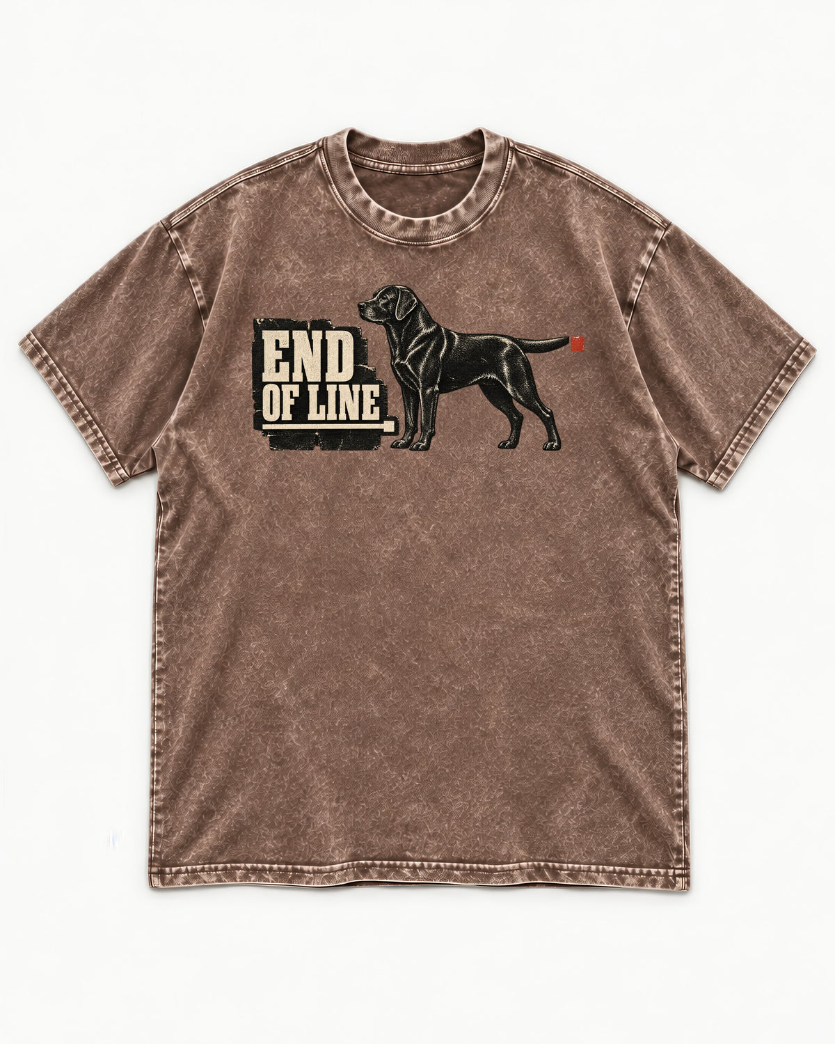 End of Line Labrador Retriever Washed Tee in Coffee, flat lay product photo