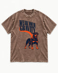 Wear Your Gravity Rottweiler Washed Tee in Coffee, flat lay product photo