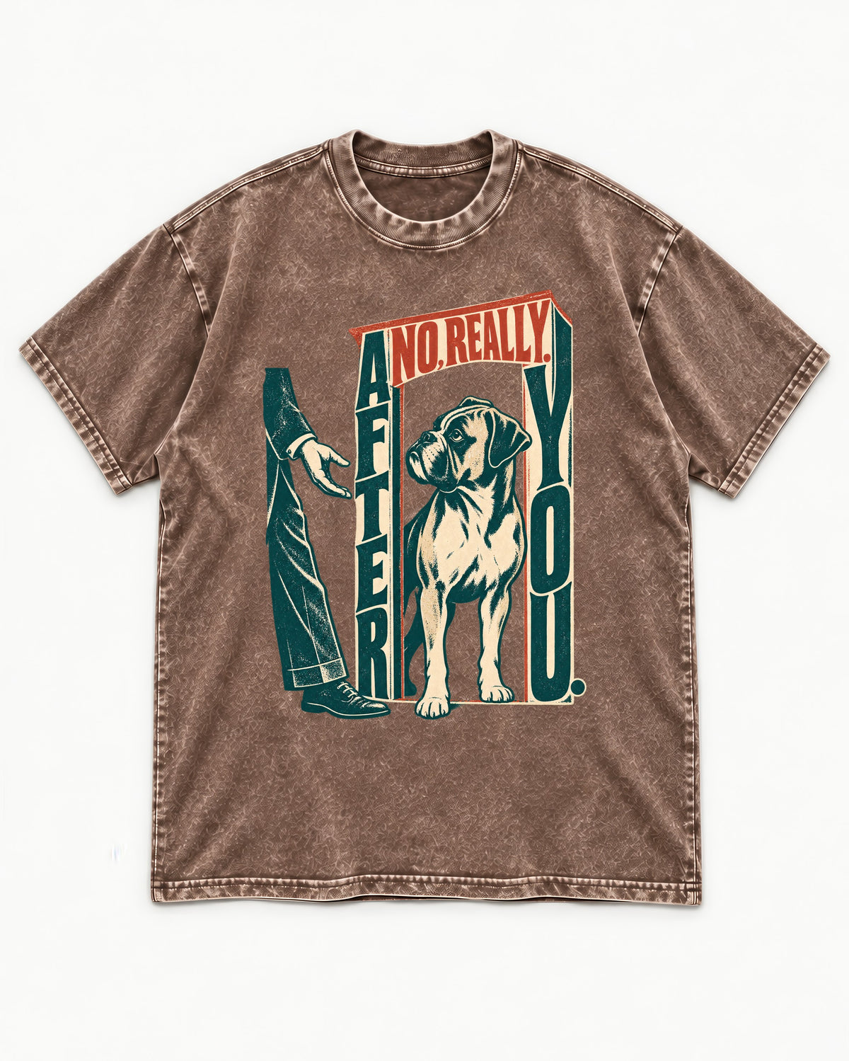 Boxer Says After You Washed Tee in Coffee, flat lay product photo