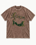 Let the Dachshund Ink Flow Washed Tee in Coffee, flat lay product photo