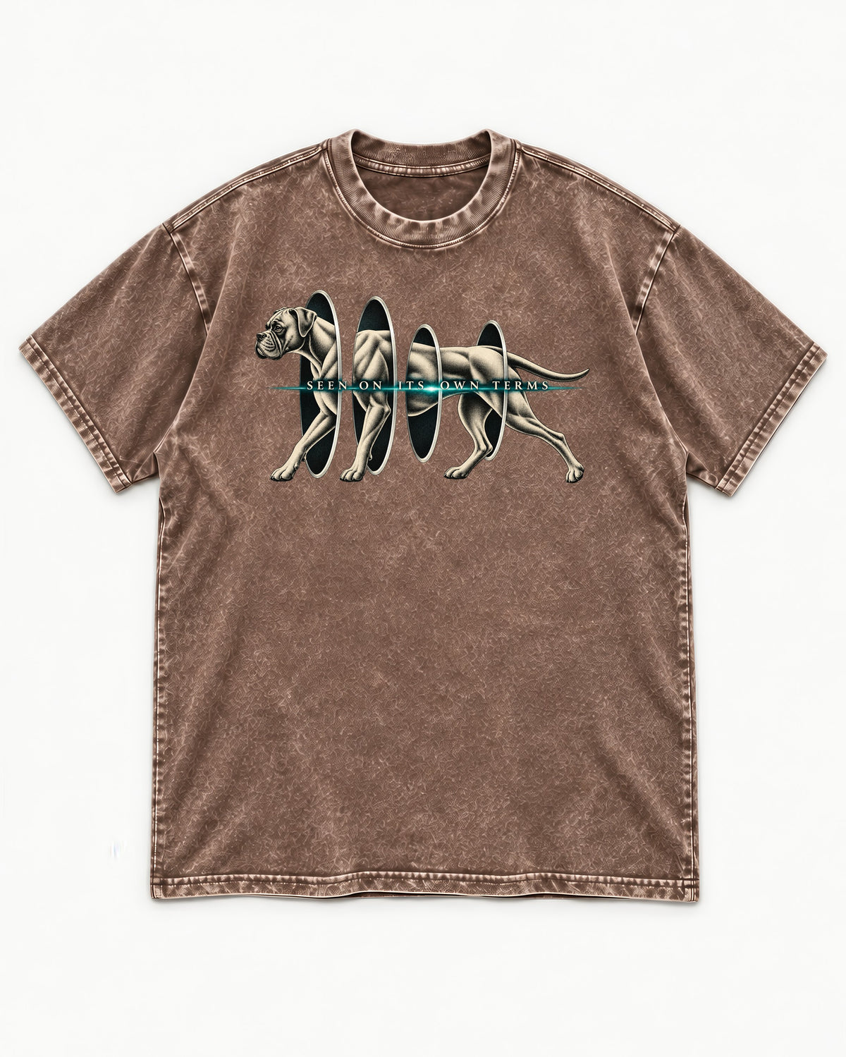 Boxer On Its Own Terms Washed Tee in Coffee, flat lay product photo