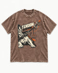 Frenchie Tension System Washed Tee in Coffee, flat lay product photo