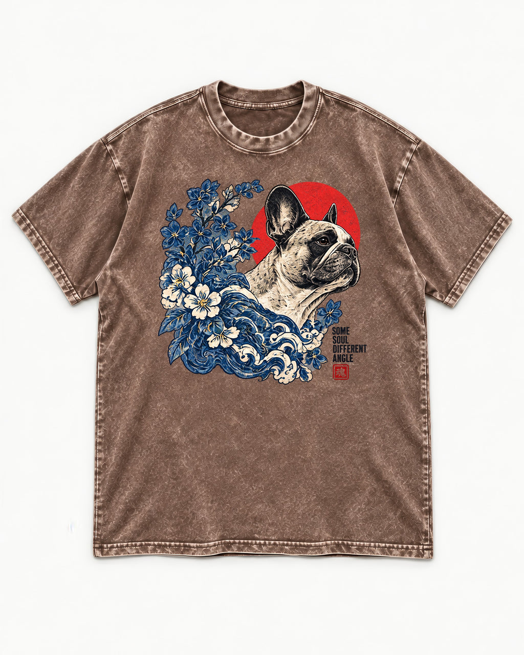 Some Soul Different Angle Frenchie Washed Tee in Coffee, flat lay product photo