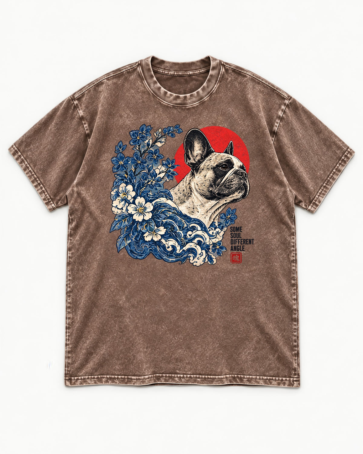 Some Soul Different Angle Frenchie Washed Tee in Coffee, flat lay product photo