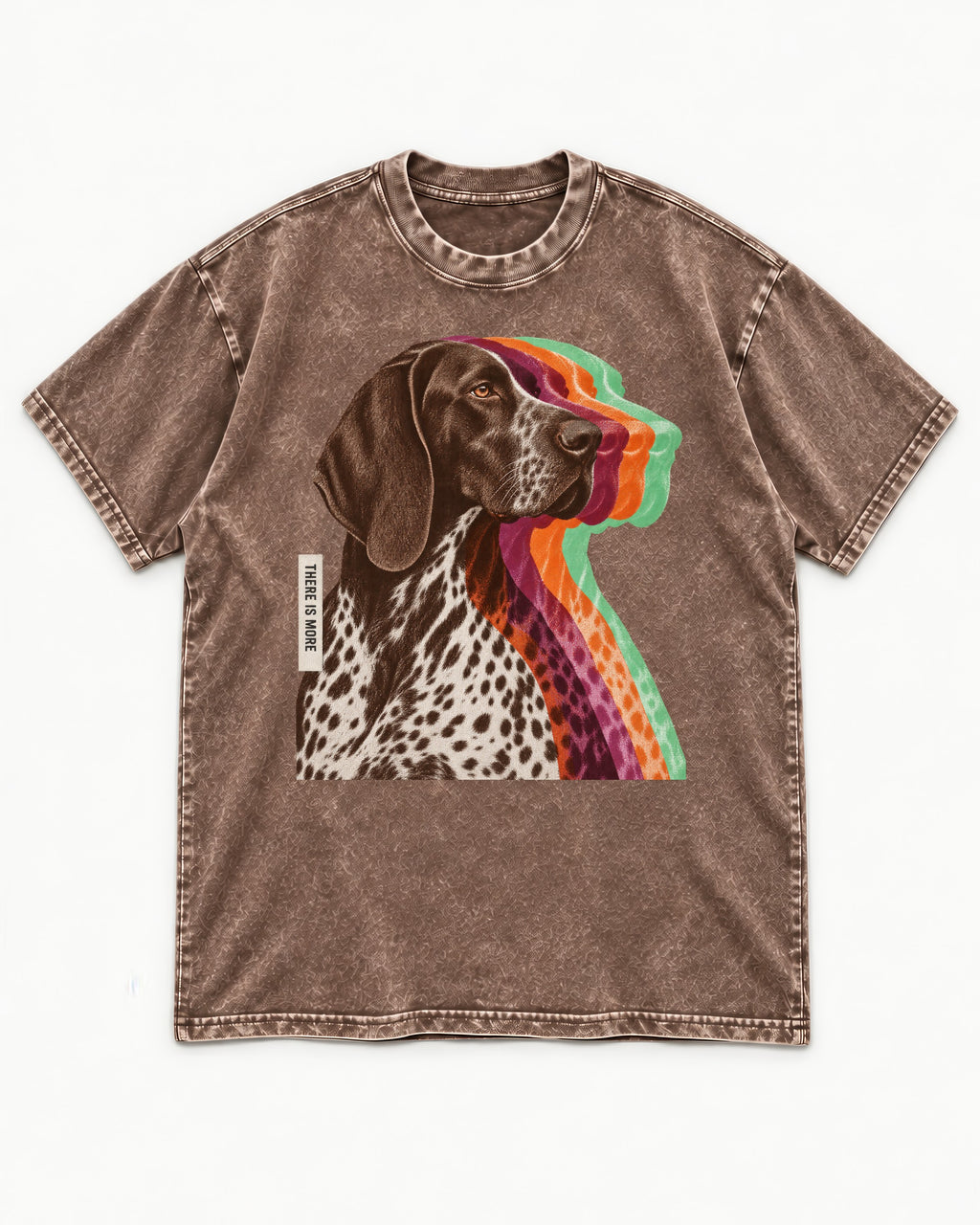 There Is More German Shorthaired Pointer Washed Tee in Coffee, flat lay product photo