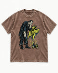 It's Aliveish Yorkshire Terrier Washed Tee in Coffee, flat lay product photo