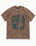 Pug Leaves a Trace Washed Tee in Coffee, flat lay product photo