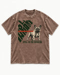 Frenchie Still in the Running Washed Tee in Coffee, flat lay product photo