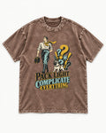 Pug Pack Light Complicate Everything Washed Tee in Coffee, flat lay product photo