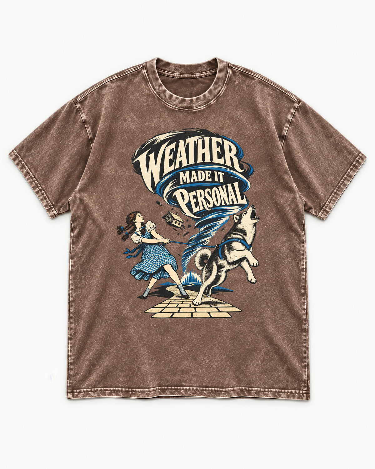 Husky Weather Made It Personal Washed Tee in Coffee, flat lay product photo