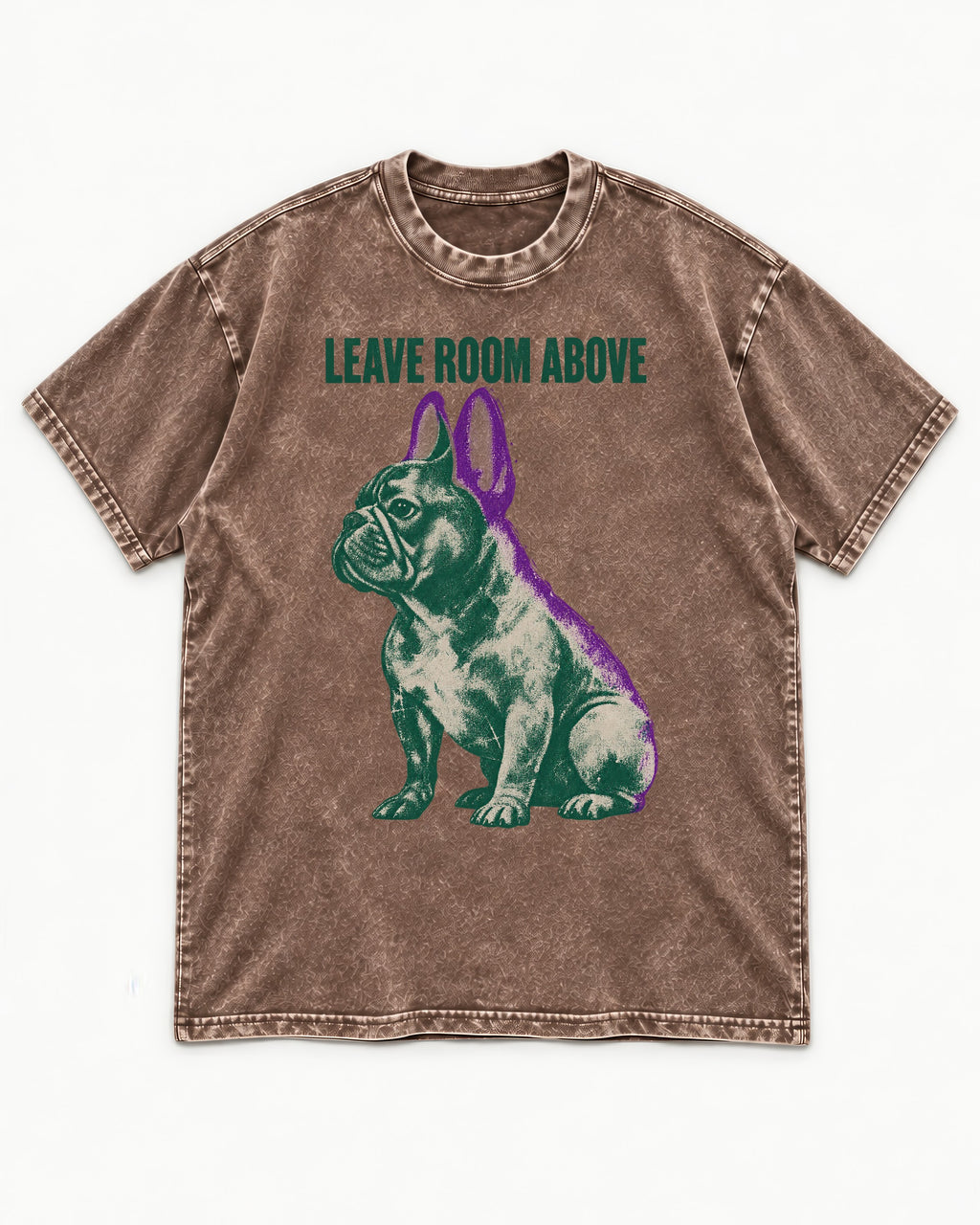 Leave Room Above Frenchie Washed Tee in Coffee, flat lay product photo
