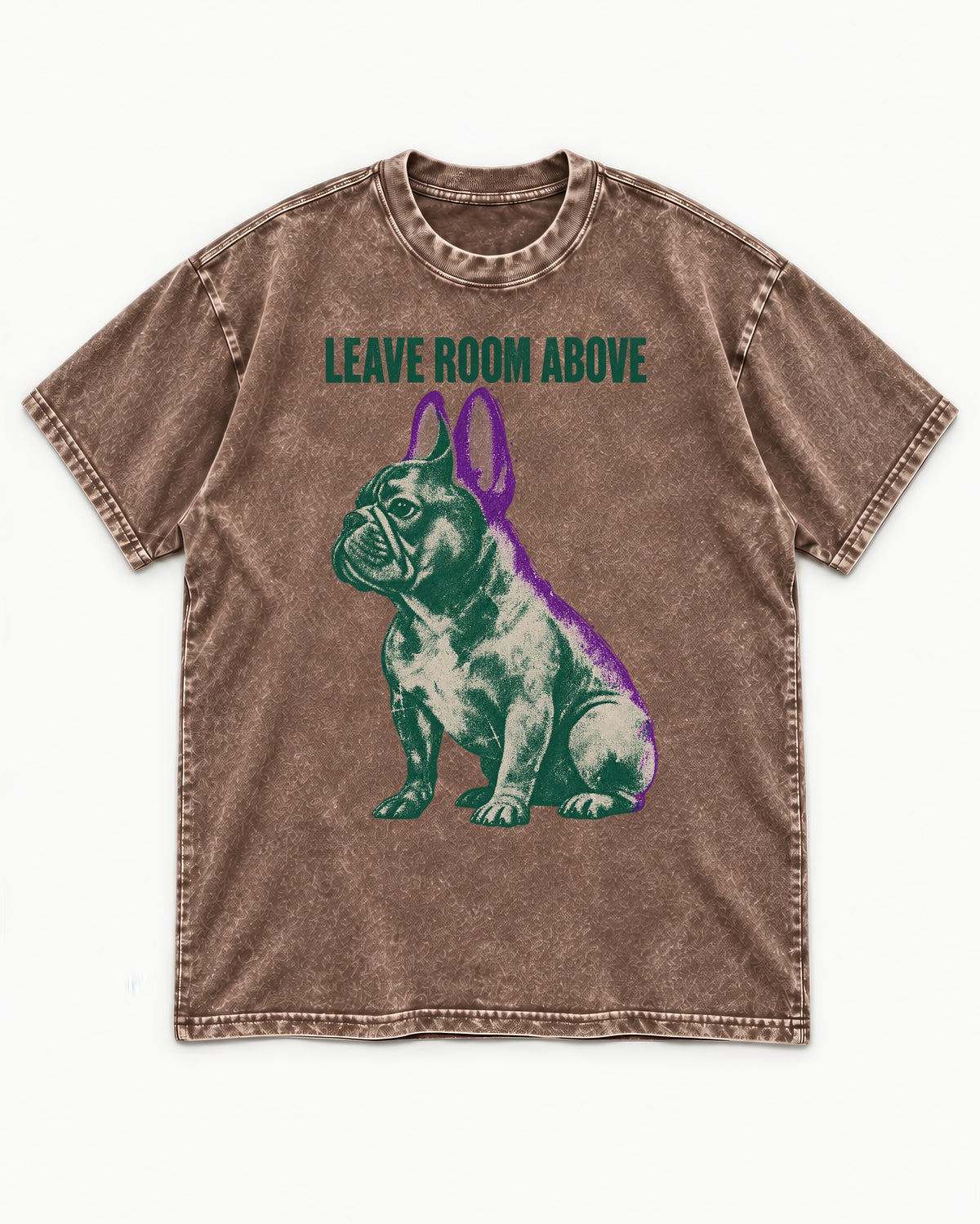 Leave Room Above Frenchie Washed Tee in Coffee, flat lay product photo