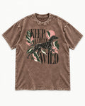 Keep a Little Wild German Shorthaired Pointer Washed Tee in Coffee, flat lay product photo