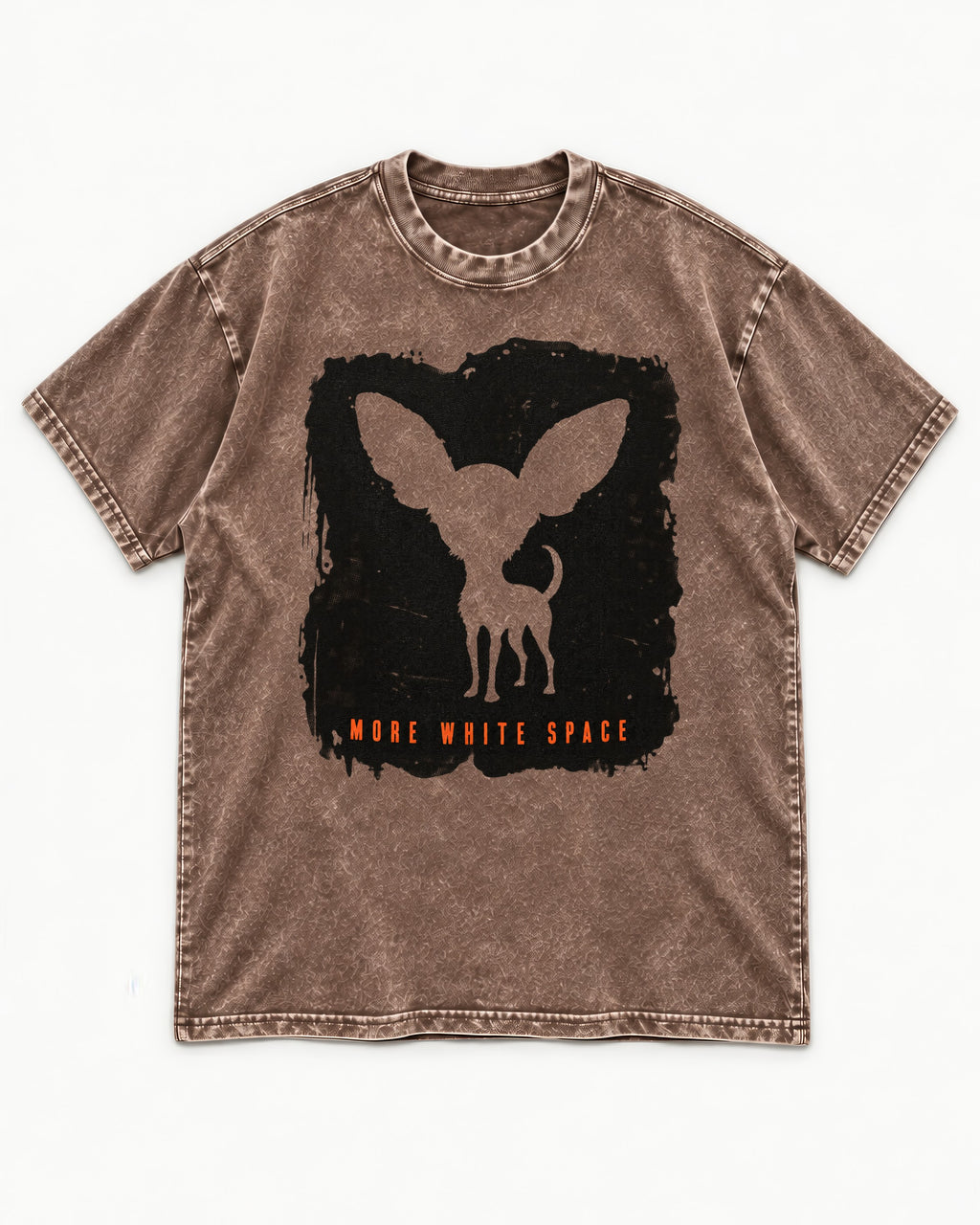 More White Space Chihuahua Washed Tee in Coffee, flat lay product photo